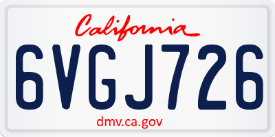 CA license plate 6VGJ726