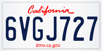CA license plate 6VGJ727