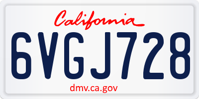 CA license plate 6VGJ728