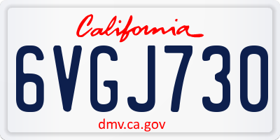 CA license plate 6VGJ730