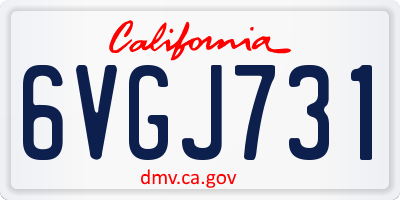 CA license plate 6VGJ731