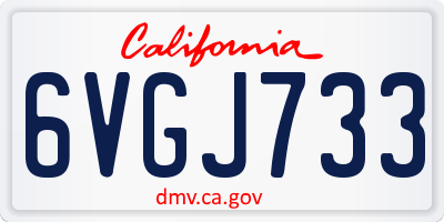 CA license plate 6VGJ733