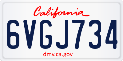 CA license plate 6VGJ734