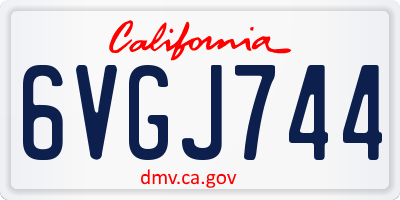 CA license plate 6VGJ744