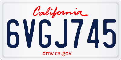 CA license plate 6VGJ745