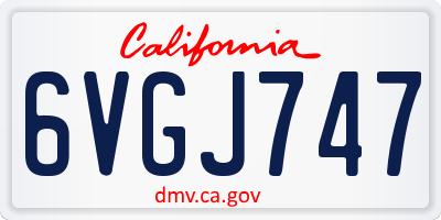 CA license plate 6VGJ747