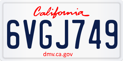 CA license plate 6VGJ749