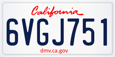 CA license plate 6VGJ751
