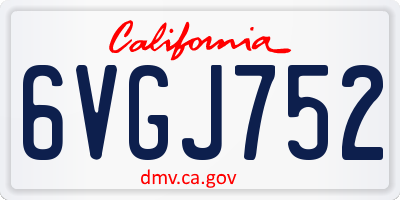 CA license plate 6VGJ752
