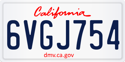 CA license plate 6VGJ754