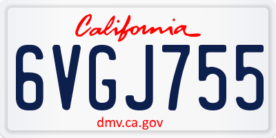 CA license plate 6VGJ755