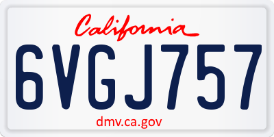 CA license plate 6VGJ757