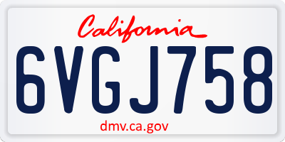 CA license plate 6VGJ758
