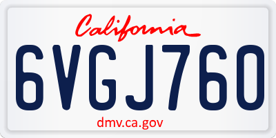 CA license plate 6VGJ760