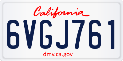 CA license plate 6VGJ761