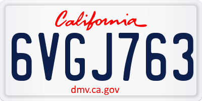 CA license plate 6VGJ763
