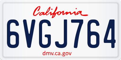 CA license plate 6VGJ764