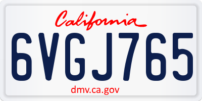 CA license plate 6VGJ765