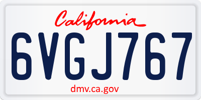 CA license plate 6VGJ767