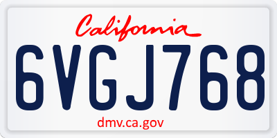 CA license plate 6VGJ768