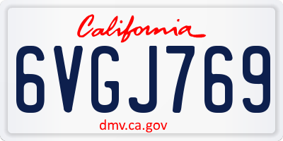 CA license plate 6VGJ769