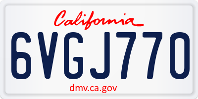 CA license plate 6VGJ770