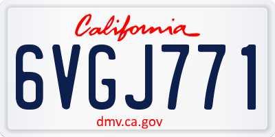 CA license plate 6VGJ771