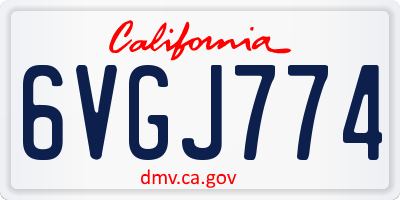 CA license plate 6VGJ774