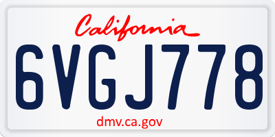 CA license plate 6VGJ778