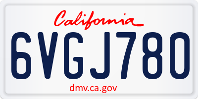 CA license plate 6VGJ780