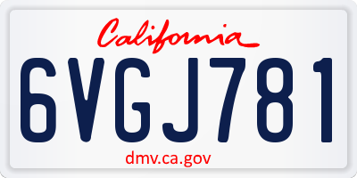 CA license plate 6VGJ781