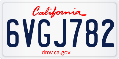 CA license plate 6VGJ782