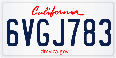 CA license plate 6VGJ783
