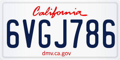 CA license plate 6VGJ786