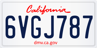 CA license plate 6VGJ787