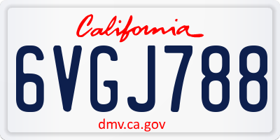 CA license plate 6VGJ788