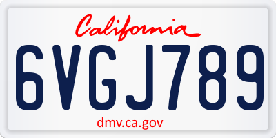 CA license plate 6VGJ789