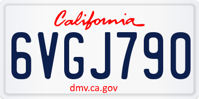 CA license plate 6VGJ790