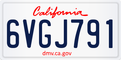 CA license plate 6VGJ791