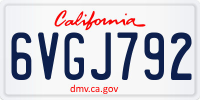 CA license plate 6VGJ792