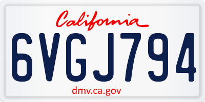 CA license plate 6VGJ794