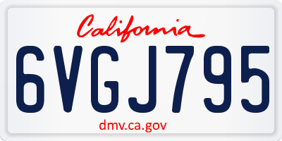 CA license plate 6VGJ795