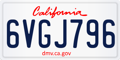 CA license plate 6VGJ796