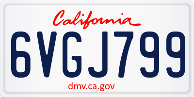 CA license plate 6VGJ799