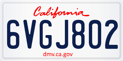 CA license plate 6VGJ802