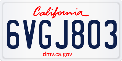 CA license plate 6VGJ803