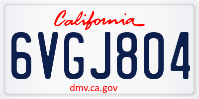 CA license plate 6VGJ804