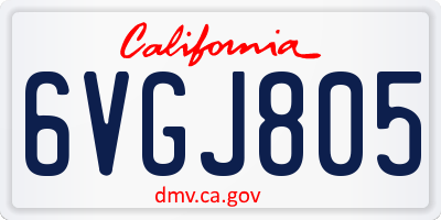 CA license plate 6VGJ805