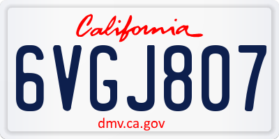 CA license plate 6VGJ807