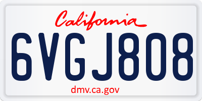 CA license plate 6VGJ808